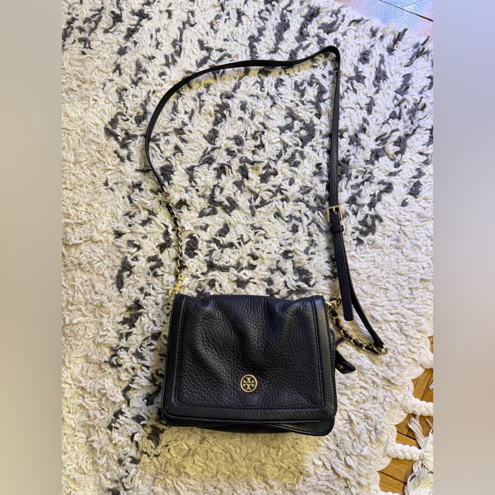 Tory Burch Black Pebbled Leather Crossbody Bag